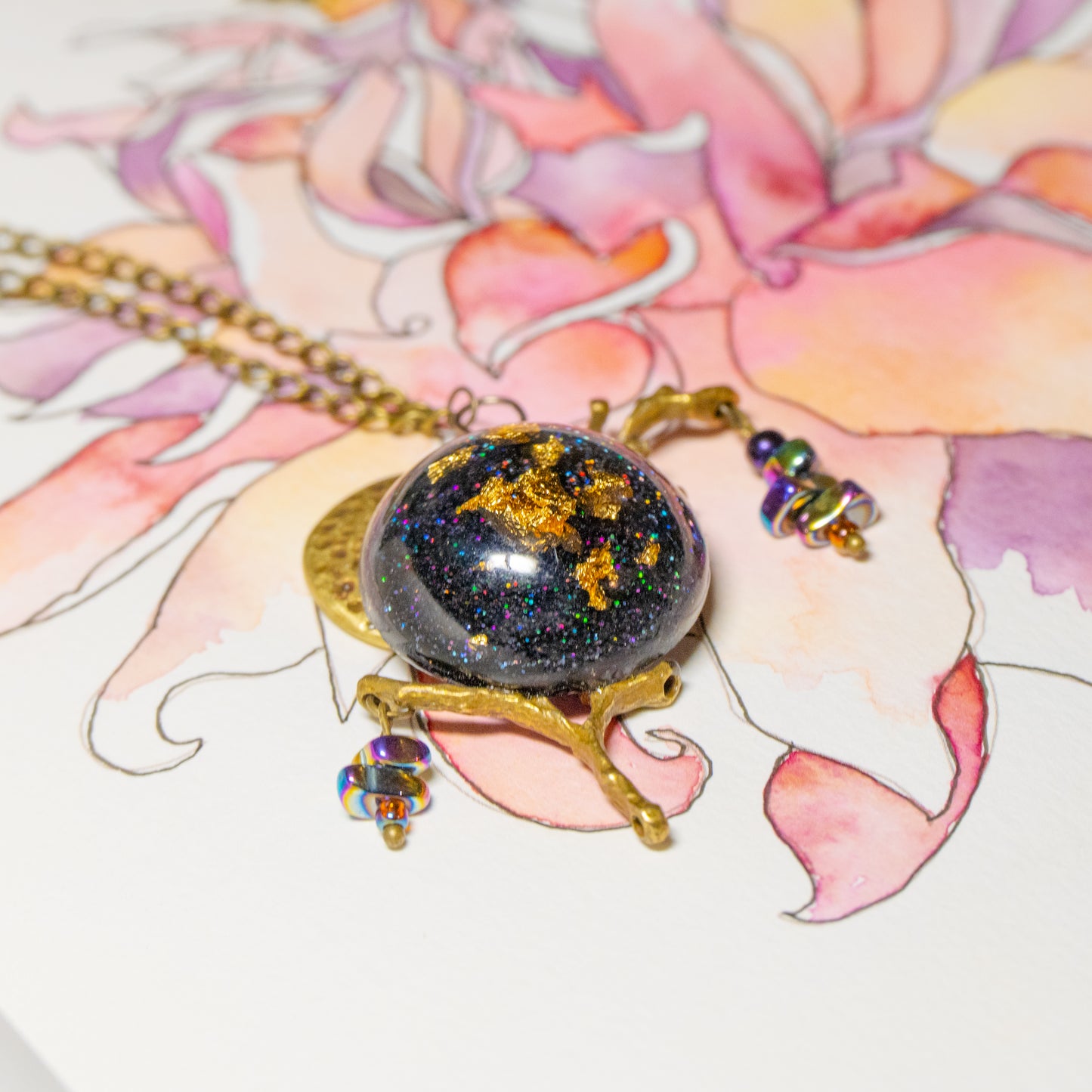 Gold Foil Tree Branch Pendant Necklace