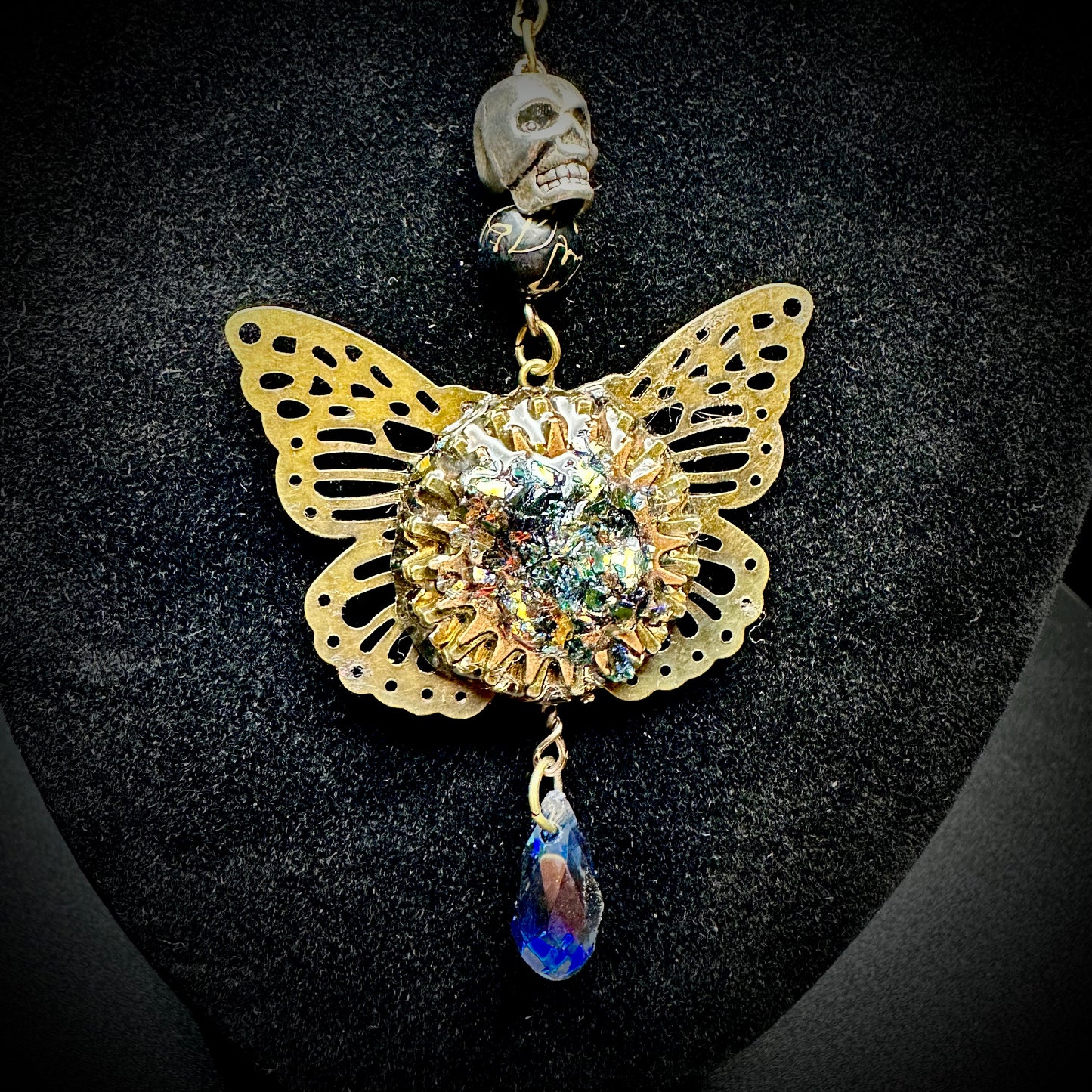 Goth Moth Pendant Necklace
