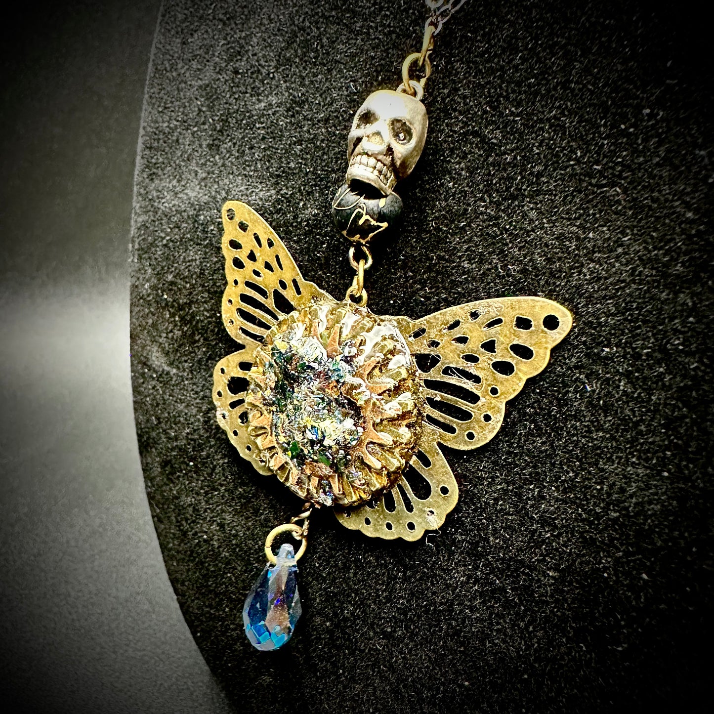 Goth Moth Pendant Necklace