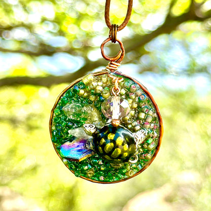 Turtle Forest Pendant Necklace