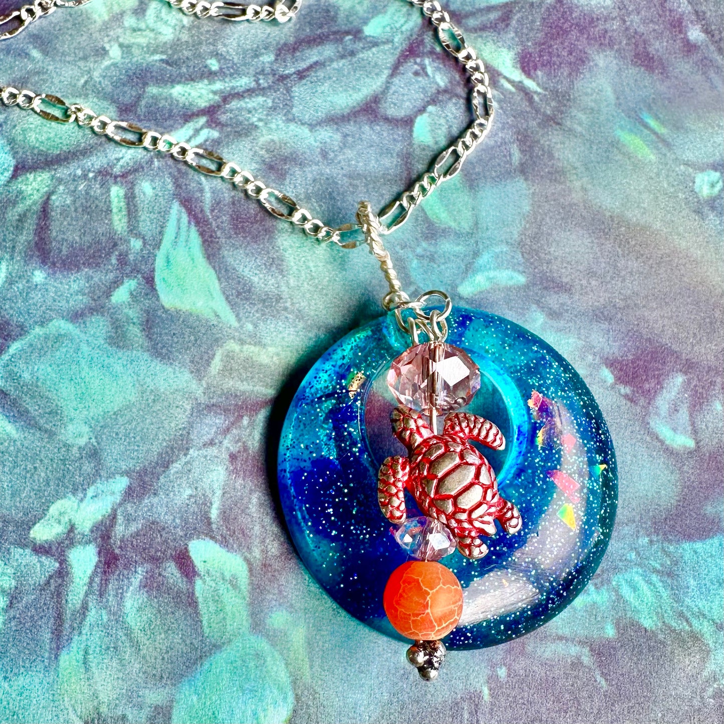 Sea Turtle Circle Pendant Necklace
