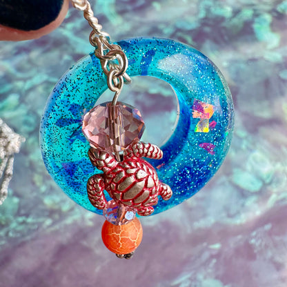 Sea Turtle Circle Pendant Necklace