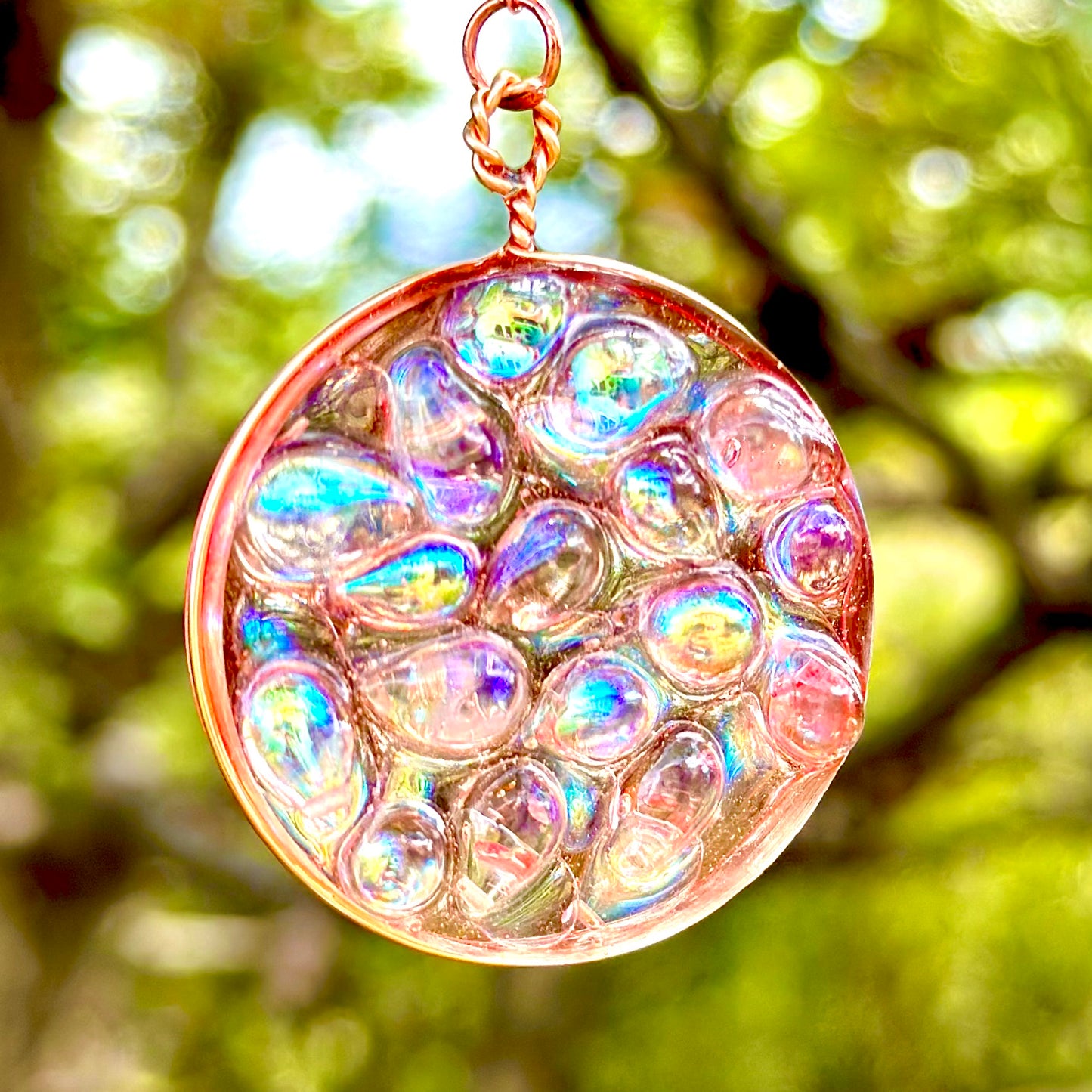 Pink Sunset Bubble Pendant Necklace