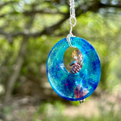 Sea Turtle Circle Pendant Necklace