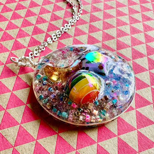 Rainbow Druzy Pendant Necklace