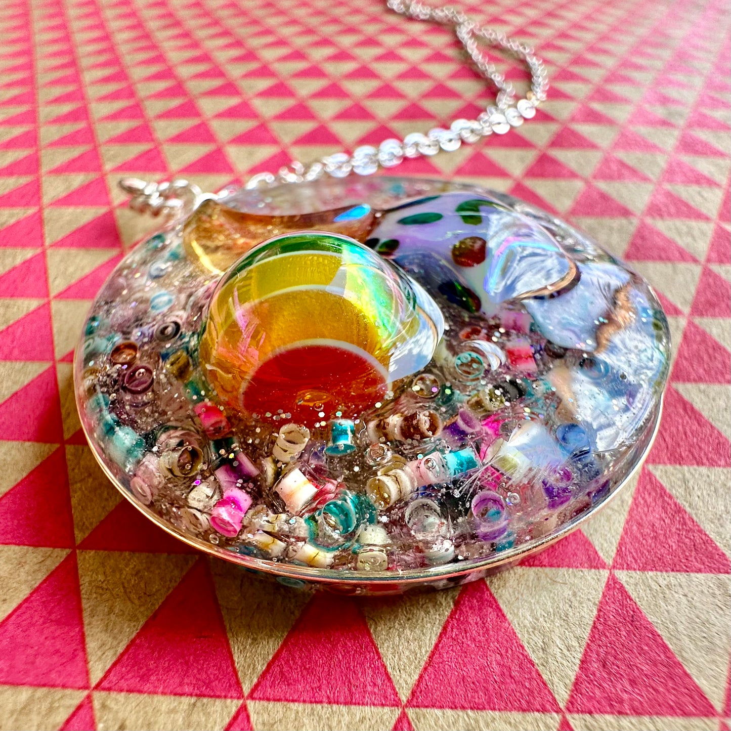 Rainbow Druzy Pendant Necklace