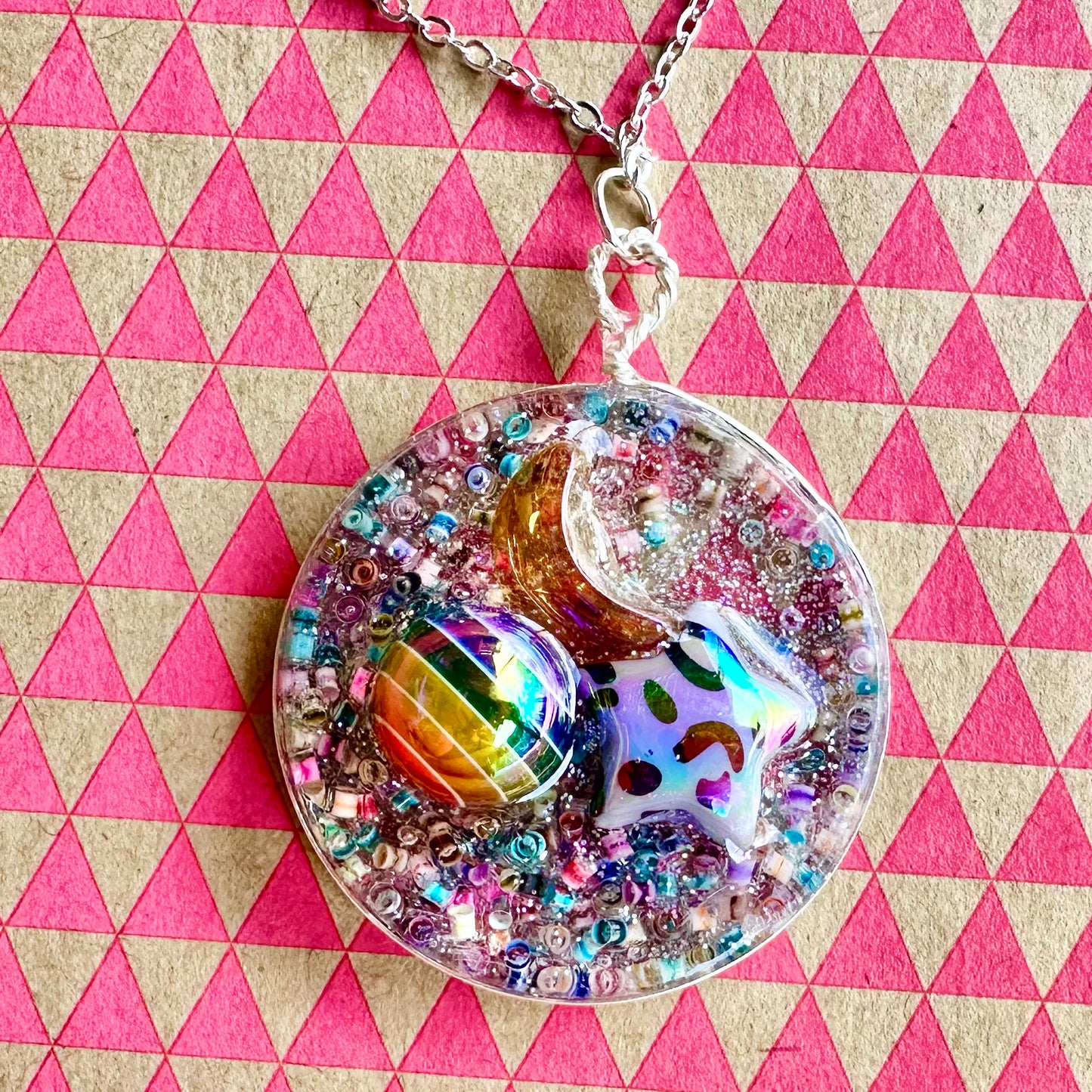 Rainbow Druzy Pendant Necklace