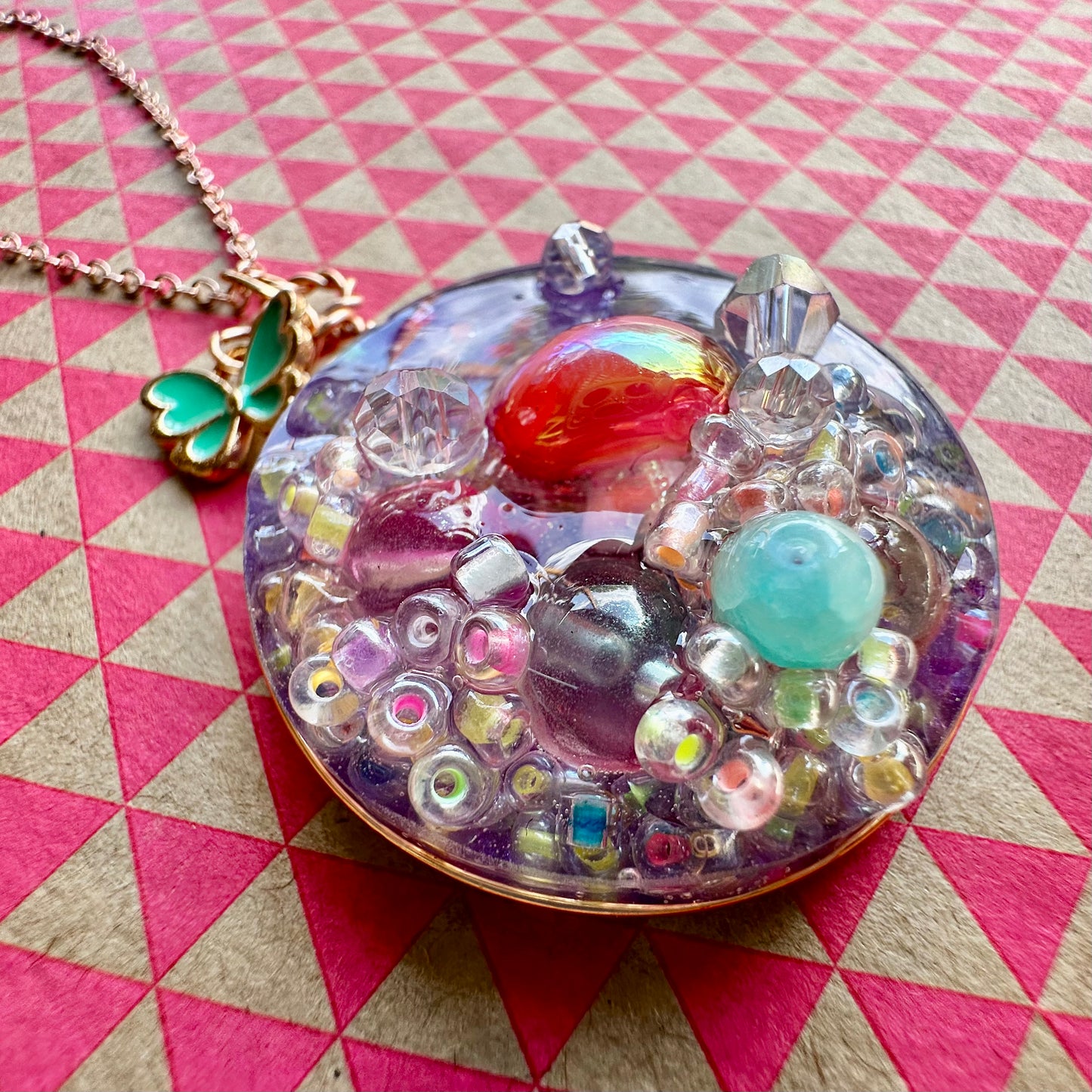 Butterfly Mushroom Pendant Necklace
