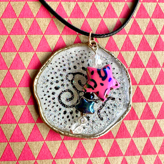 Ink Texture with Star Pendant Necklace