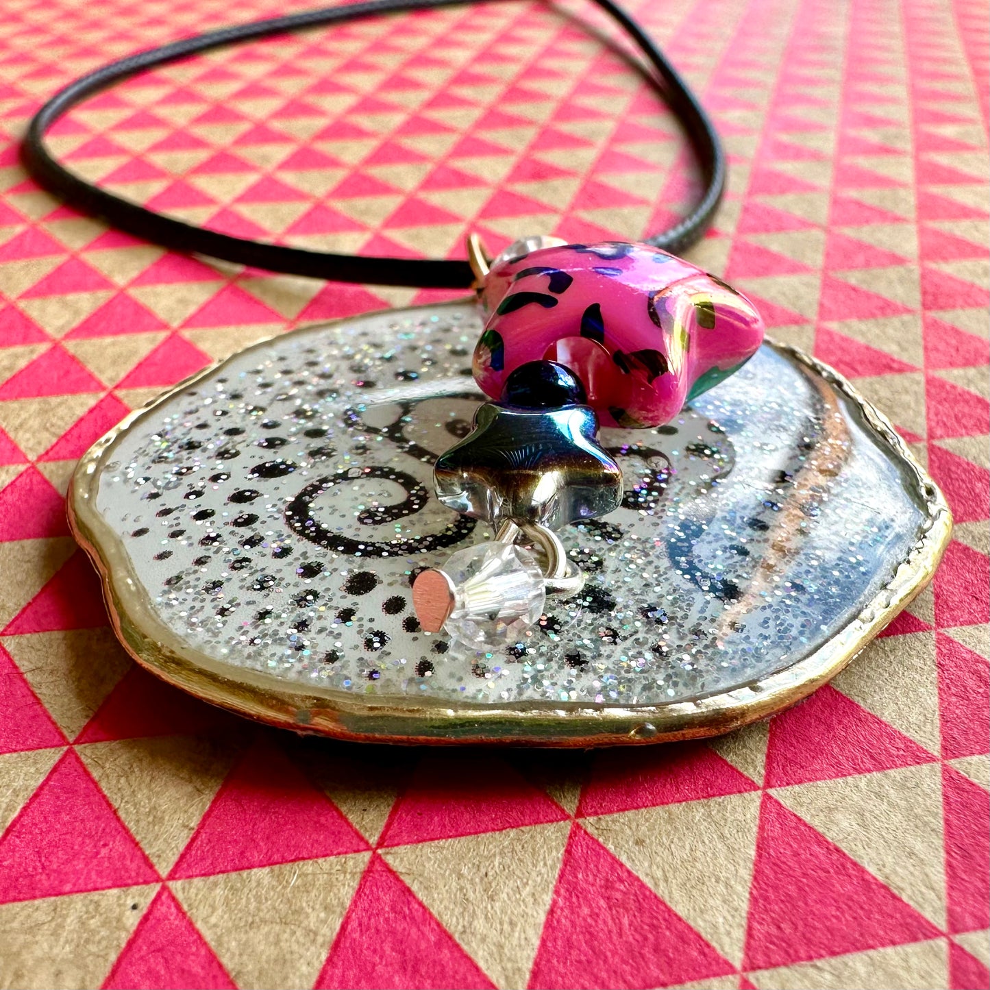 Ink Texture with Star Pendant Necklace