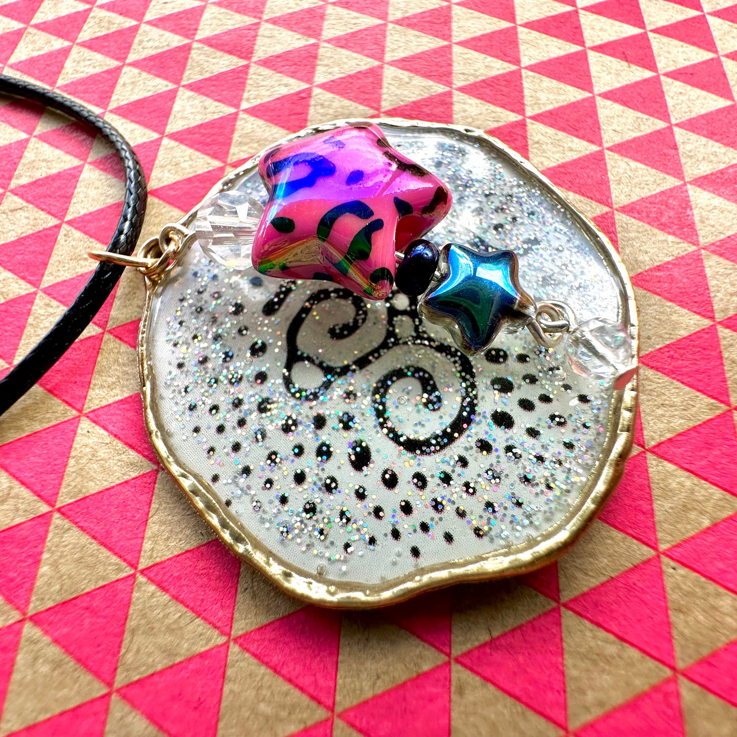 Ink Texture with Star Pendant Necklace
