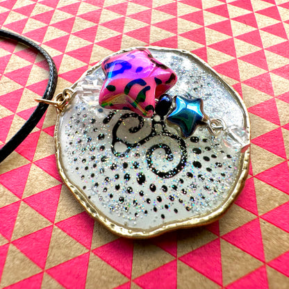 Ink Texture with Star Pendant Necklace