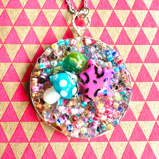 Rainbow Druzy with Star Pendant Necklace