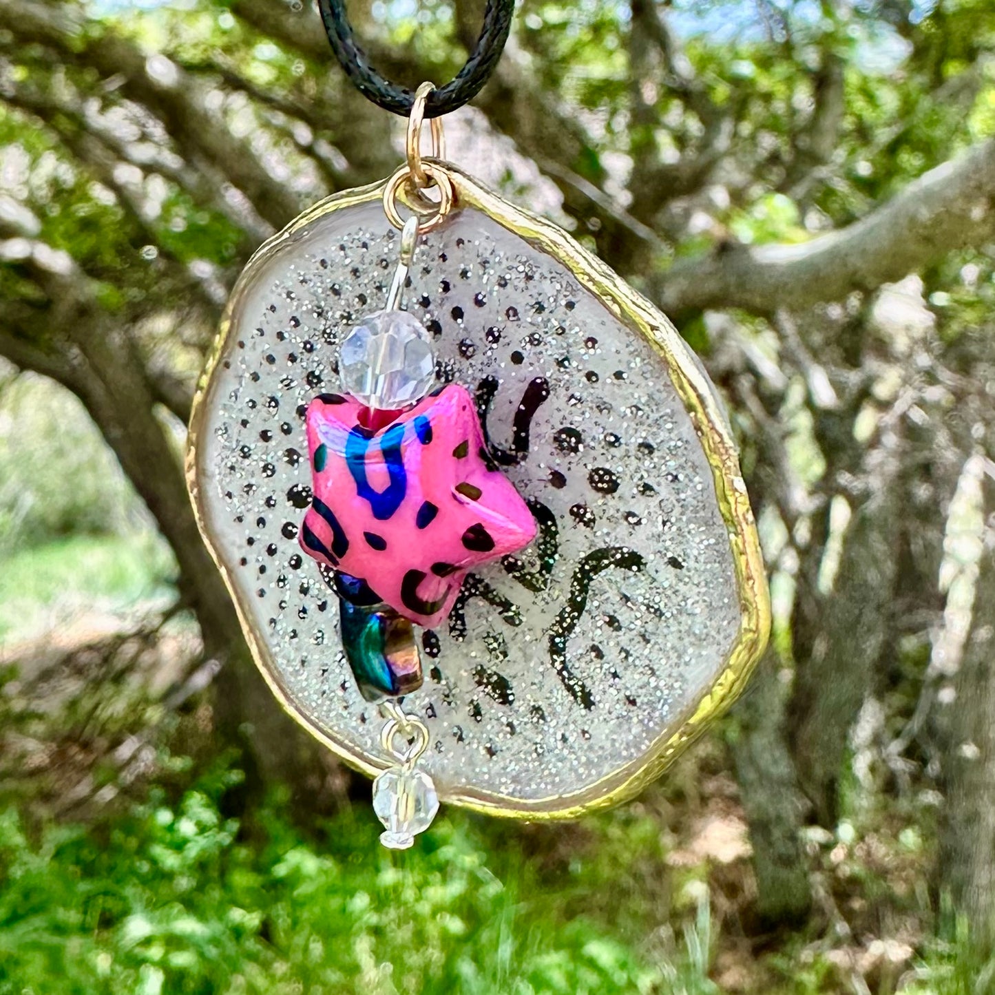 Ink Texture with Star Pendant Necklace