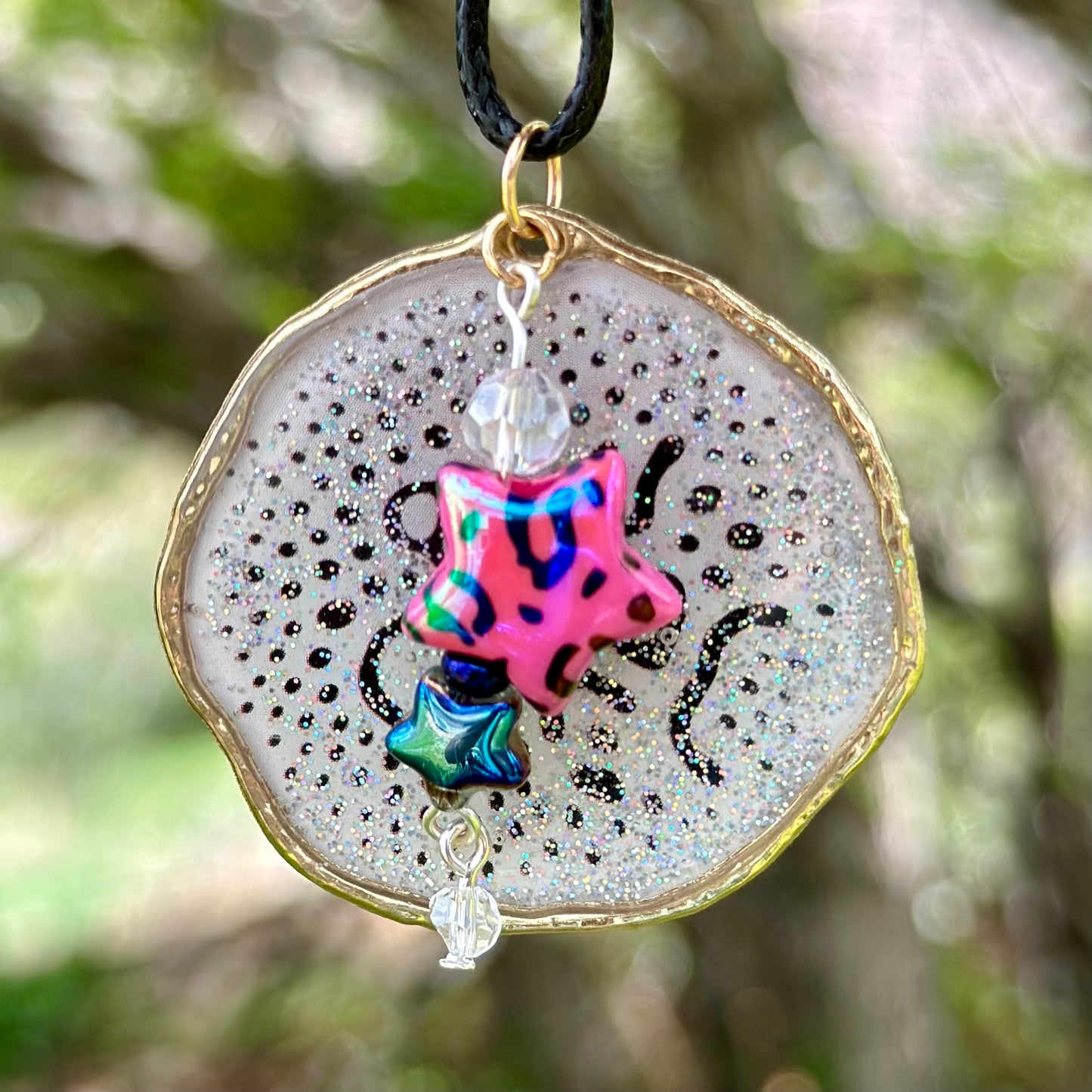 Ink Texture with Star Pendant Necklace