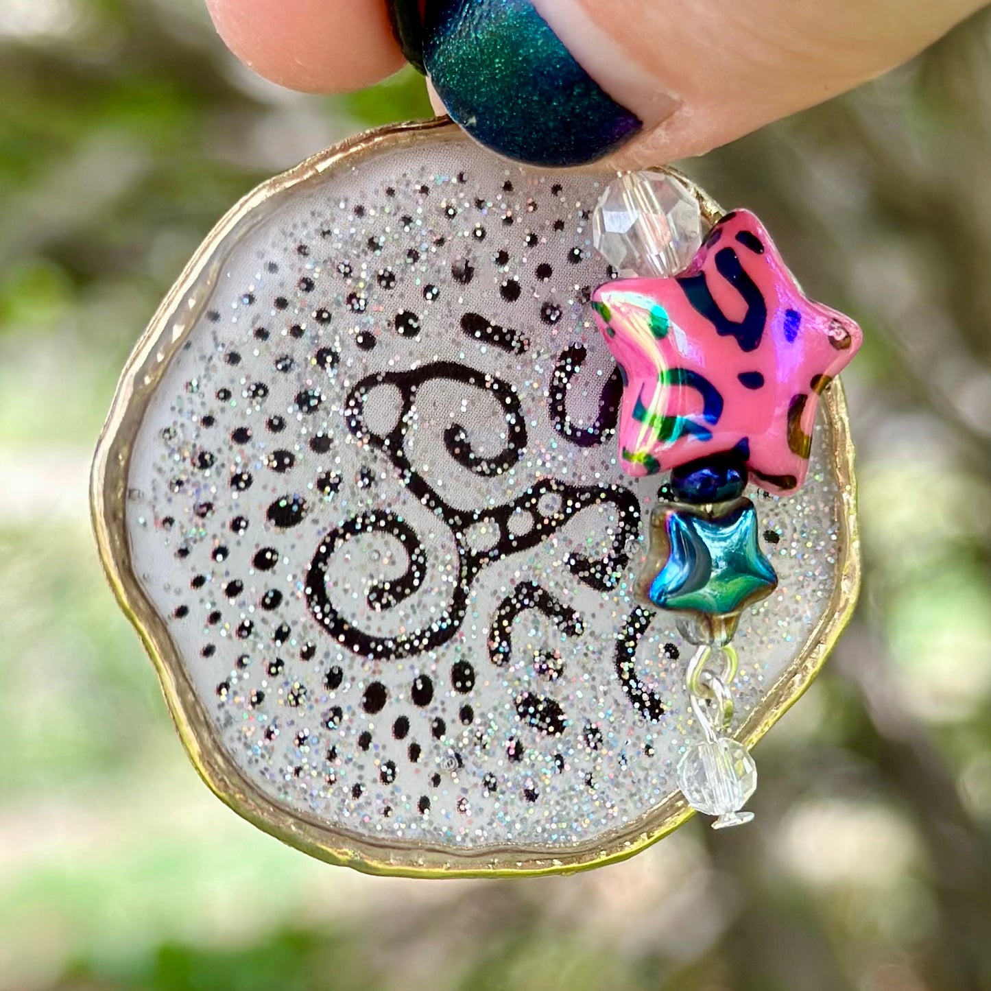 Ink Texture with Star Pendant Necklace