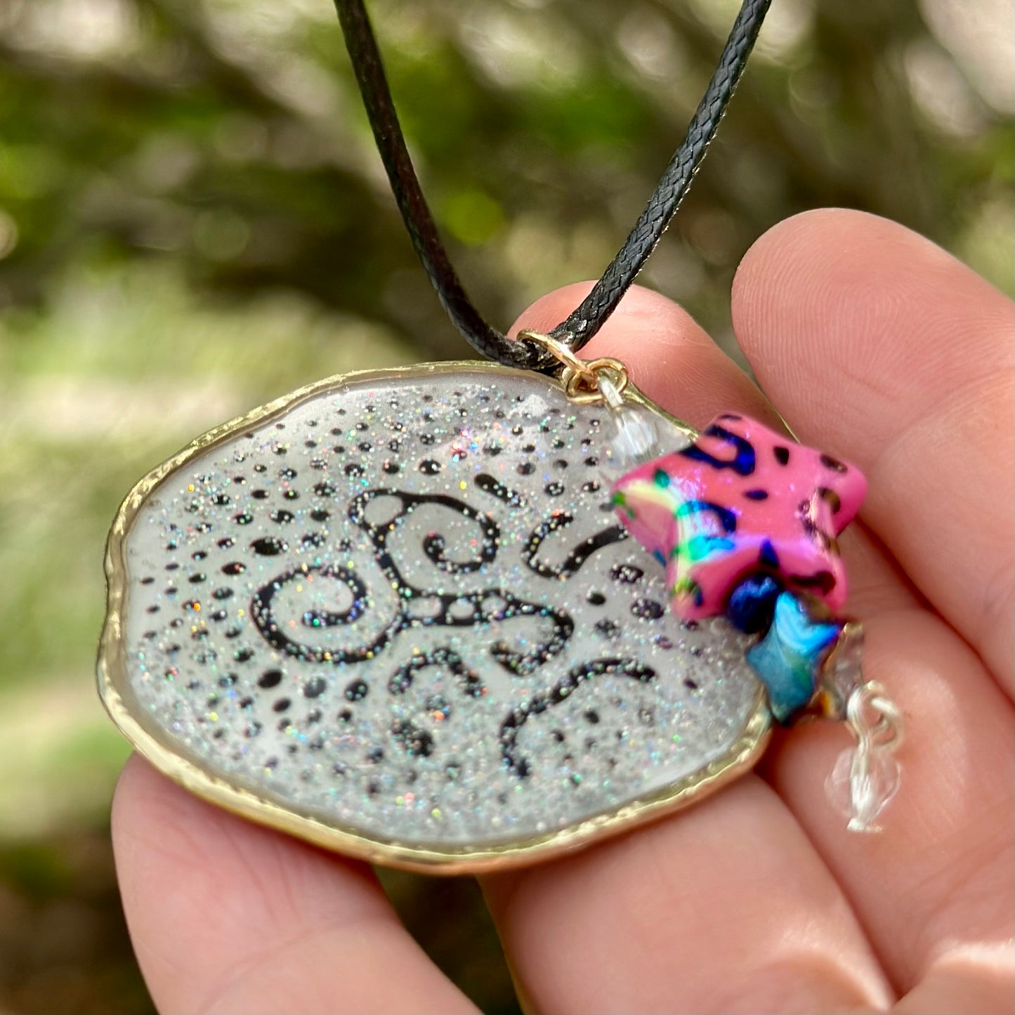 Ink Texture with Star Pendant Necklace