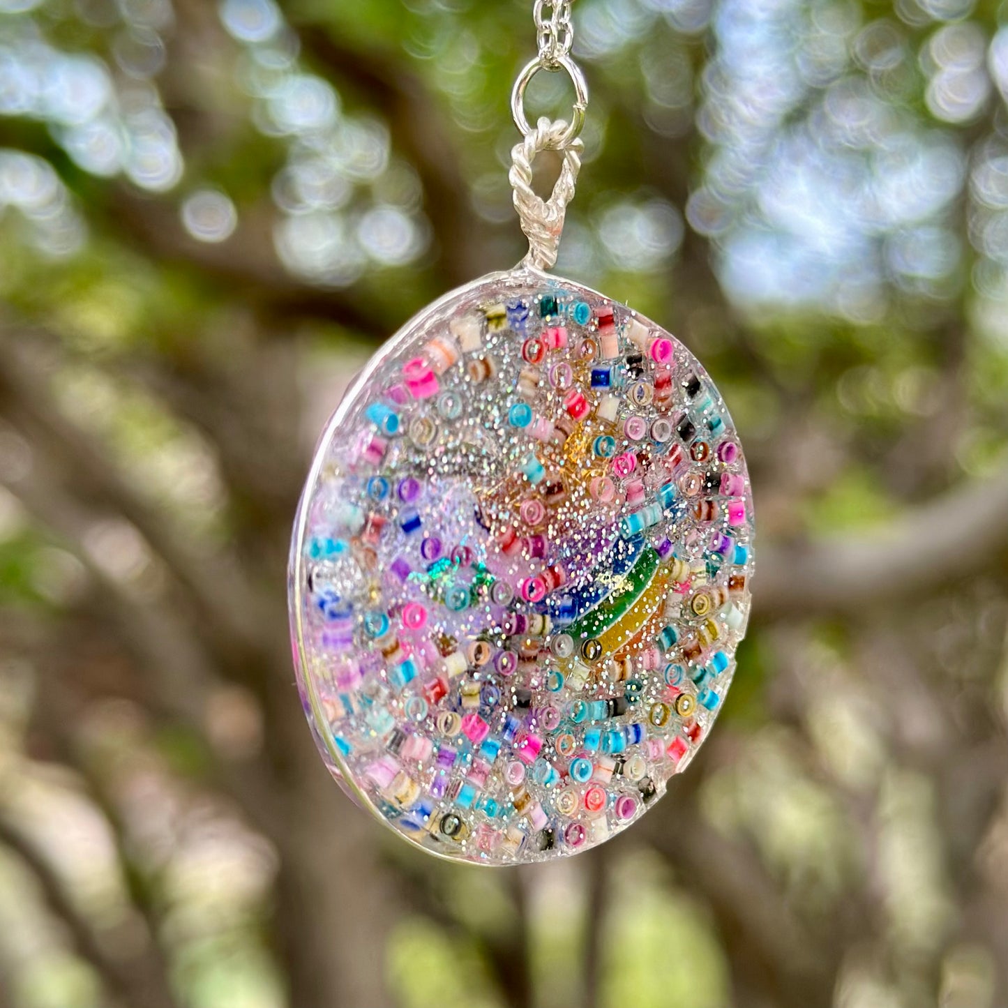 Rainbow Druzy Pendant Necklace