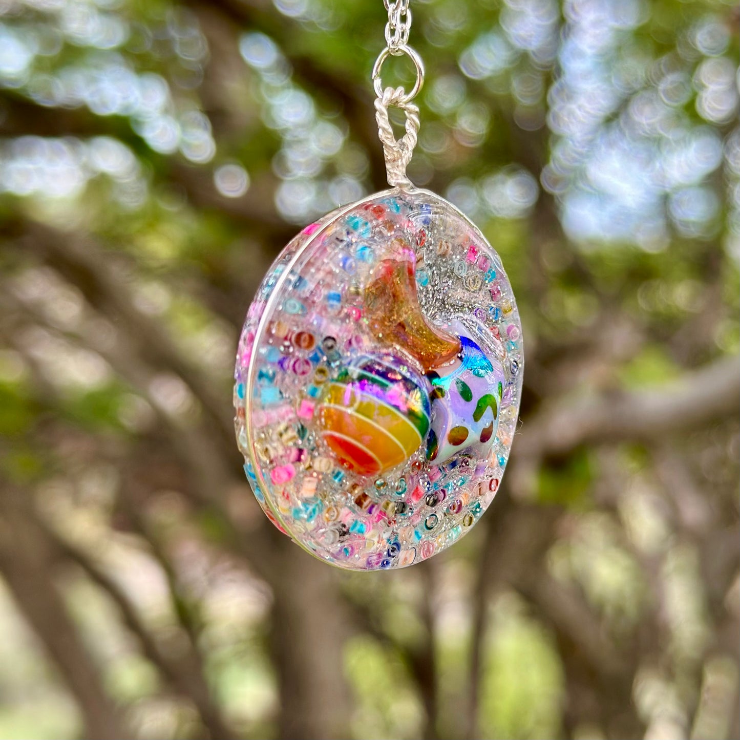 Rainbow Druzy Pendant Necklace