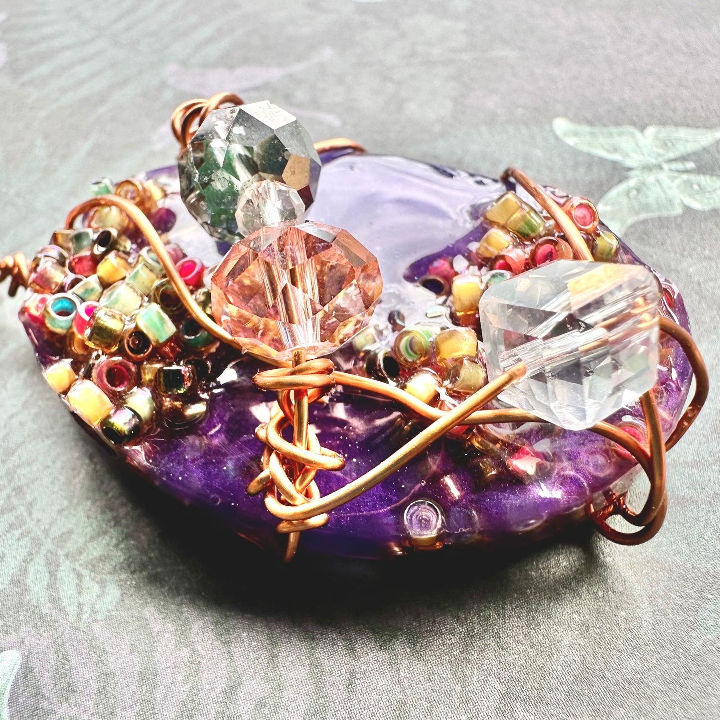 Purple Bead Cluster Pendant Necklace