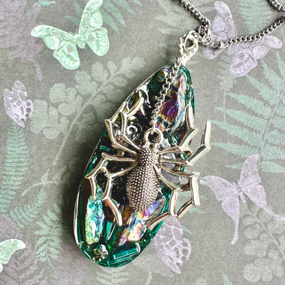 Spider Web Charm Pendant Necklace