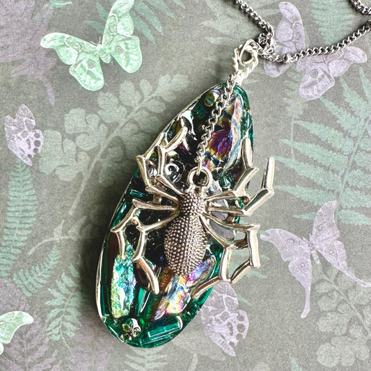 Spider Web Charm Pendant Necklace