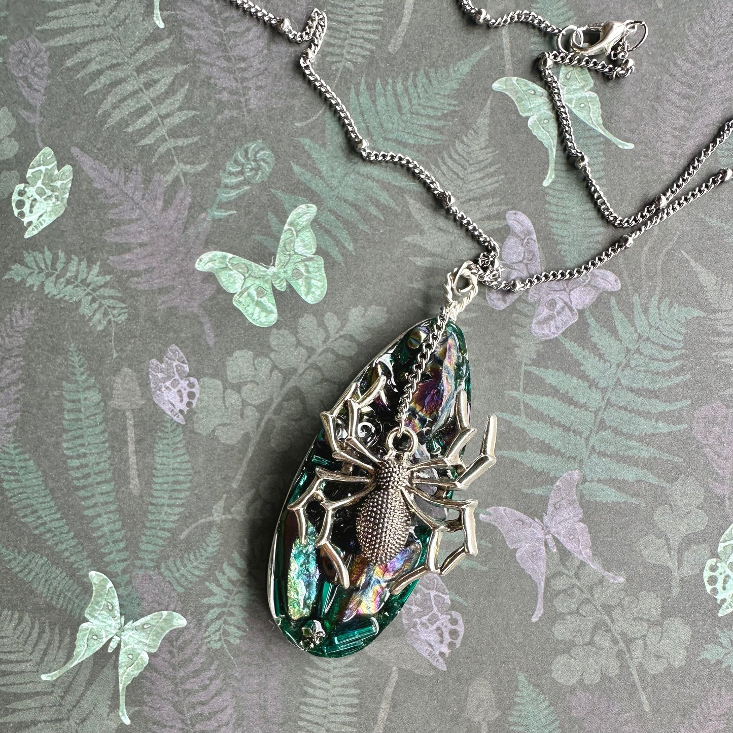 Spider Web Charm Pendant Necklace