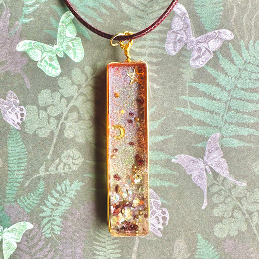 Fairy Glitter Rectangular Pendant Necklace