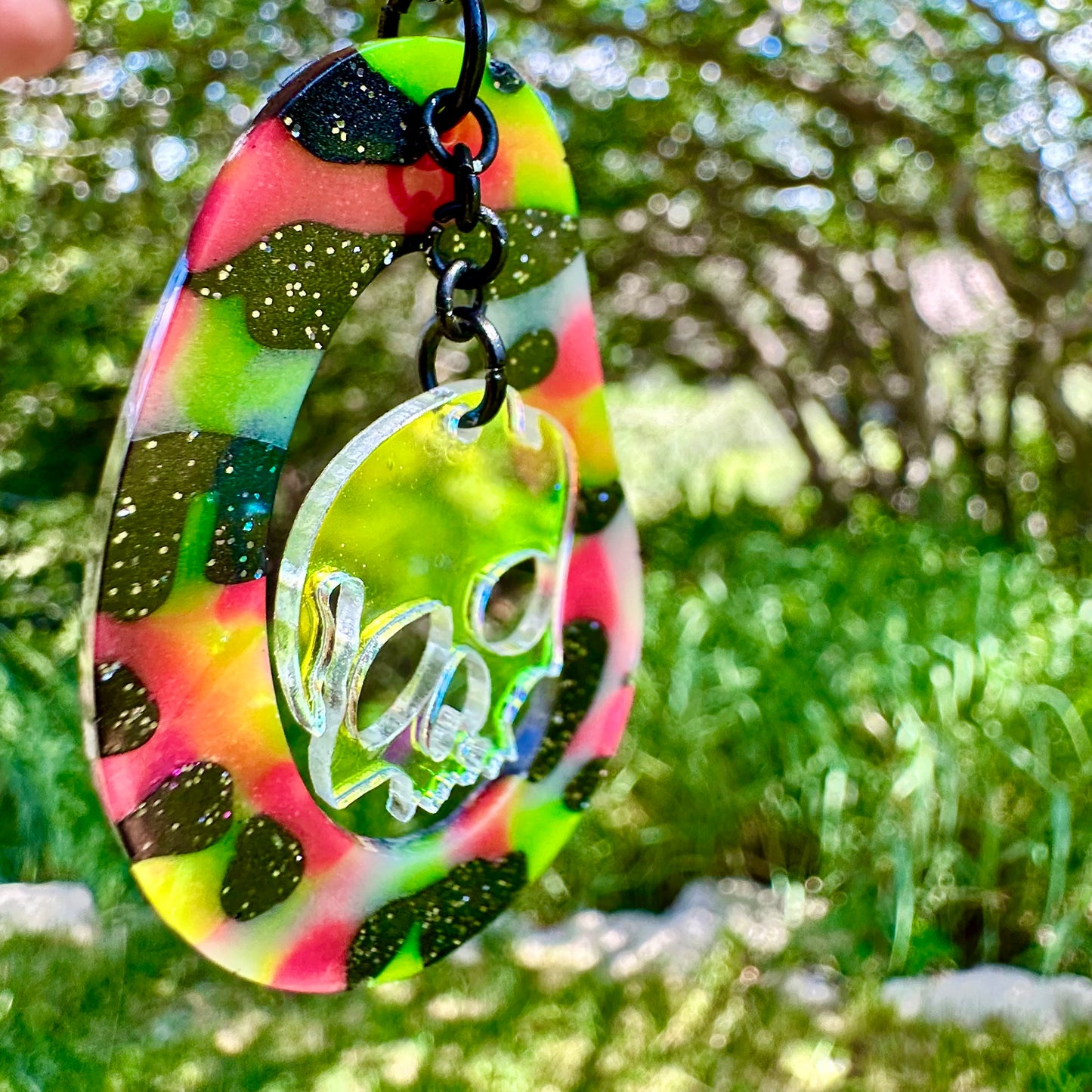 Glow Skull Teardrop Pendant Necklace