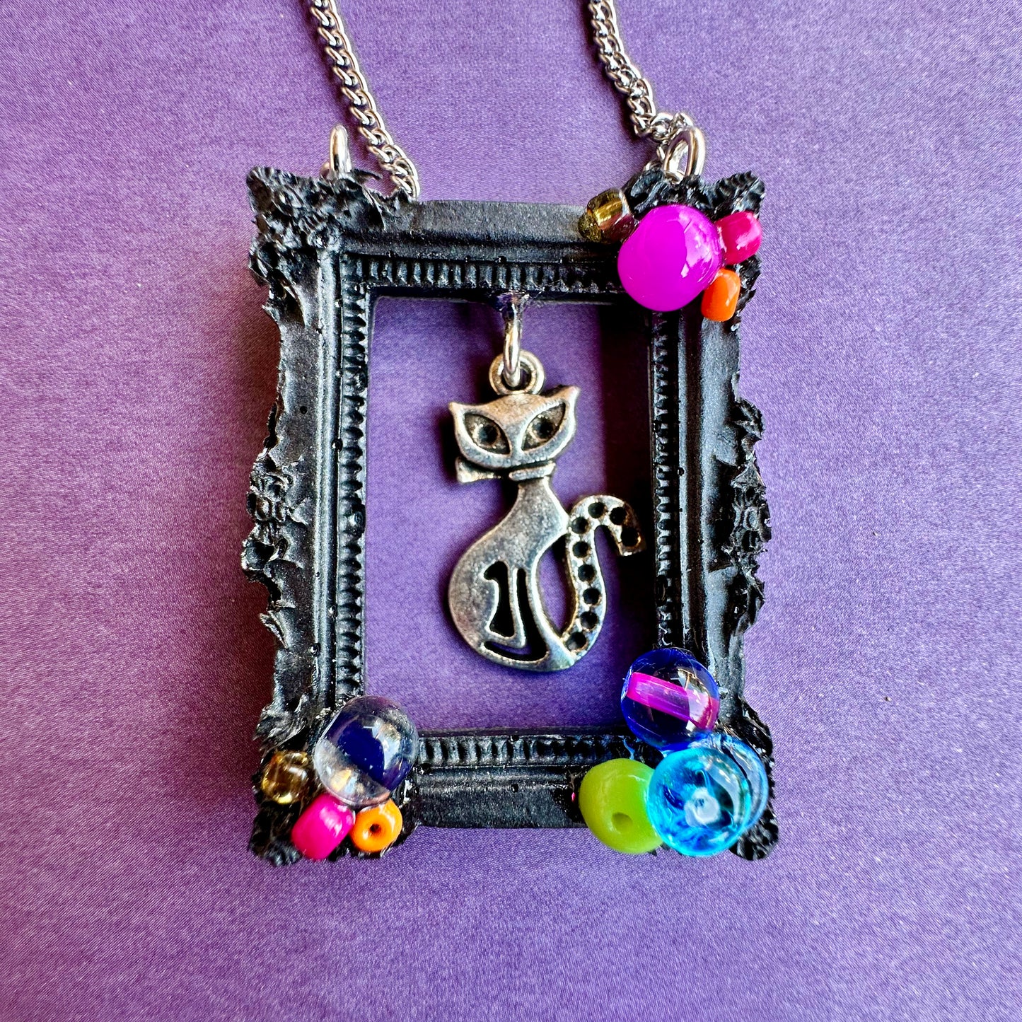 Cool Cat Frame Pendant Necklace