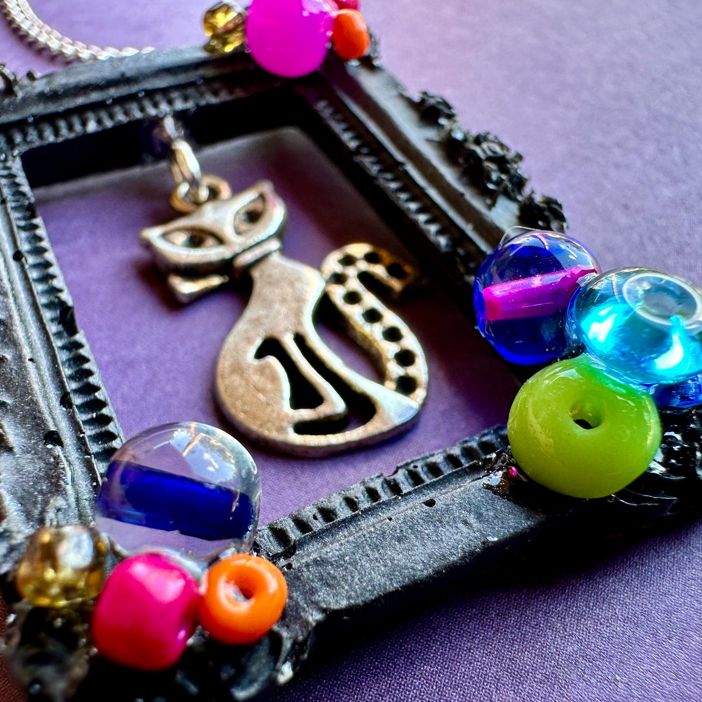 Cool Cat Frame Pendant Necklace