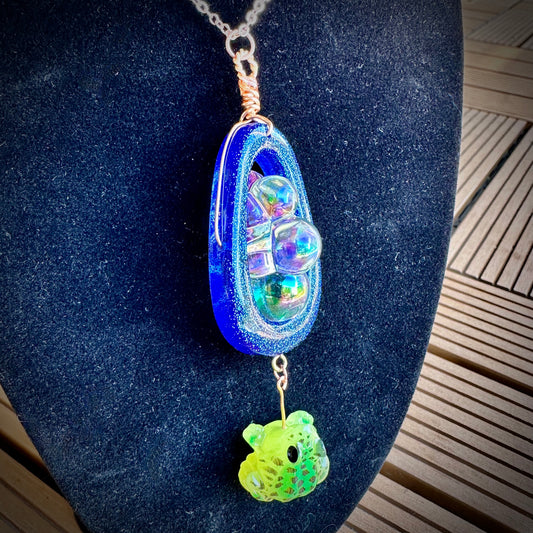 Froggy Rain Cloud Pendant Necklace
