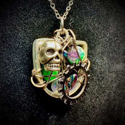 Steampunk Skull Pendant Necklace