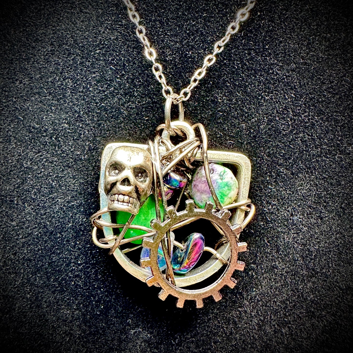 Steampunk Skull Pendant Necklace