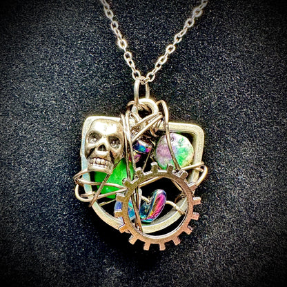 Steampunk Skull Pendant Necklace