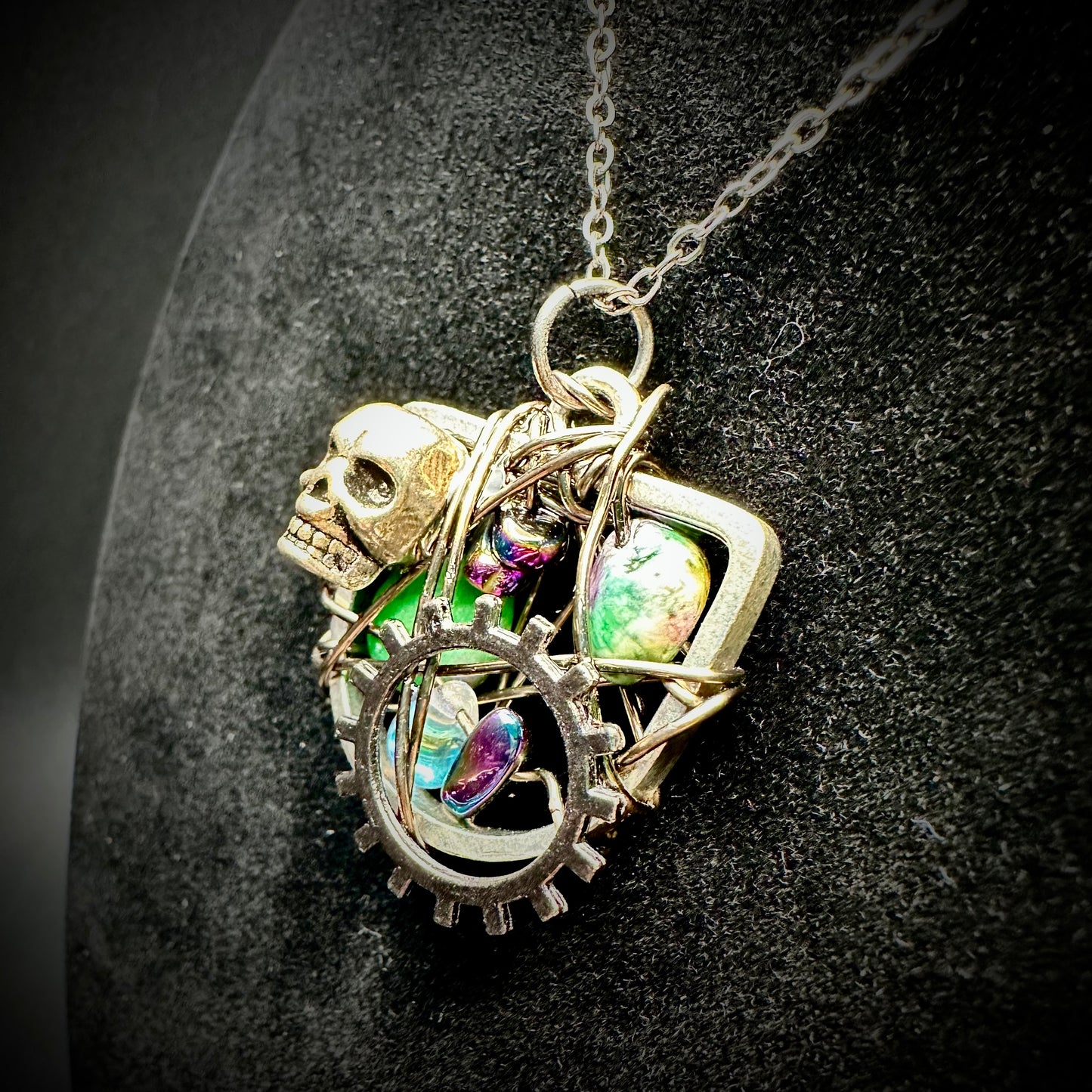 Steampunk Skull Pendant Necklace
