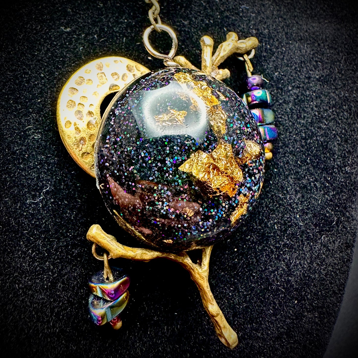Gold Foil Tree Branch Pendant Necklace