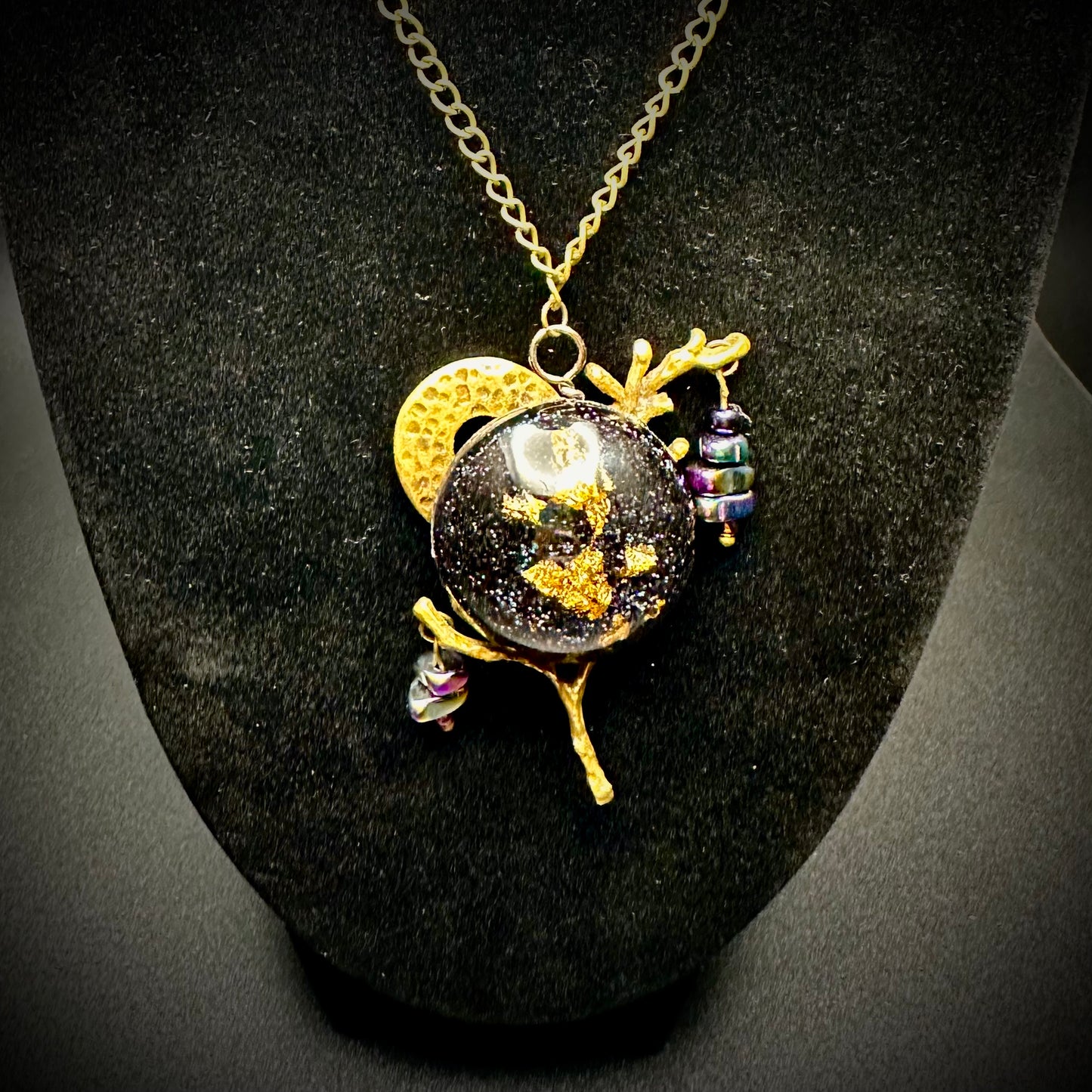 Gold Foil Tree Branch Pendant Necklace
