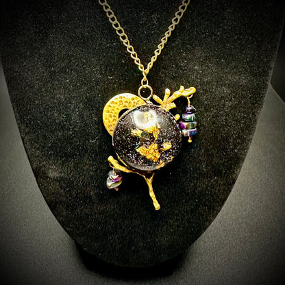 Gold Foil Tree Branch Pendant Necklace