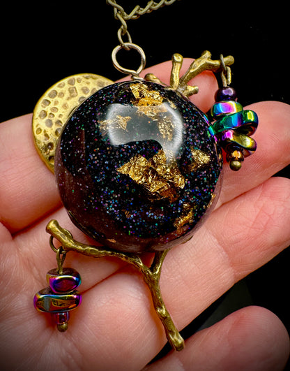 Gold Foil Tree Branch Pendant Necklace