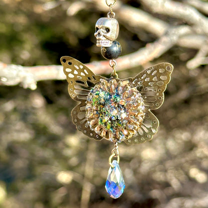 Goth Moth Pendant Necklace