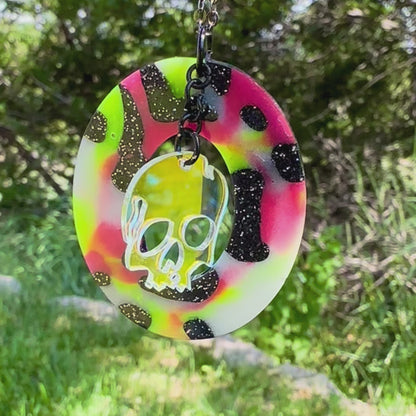 Glow Skull Oval Pendant Necklace