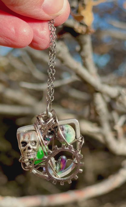 Steampunk Skull Pendant Necklace