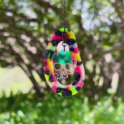 Glow Skull Teardrop Pendant Necklace