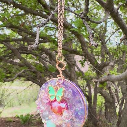 Butterfly Mushroom Pendant Necklace