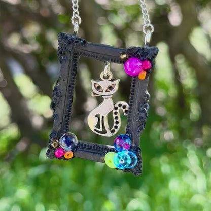 Cool Cat Frame Pendant Necklace