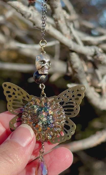 Goth Moth Pendant Necklace